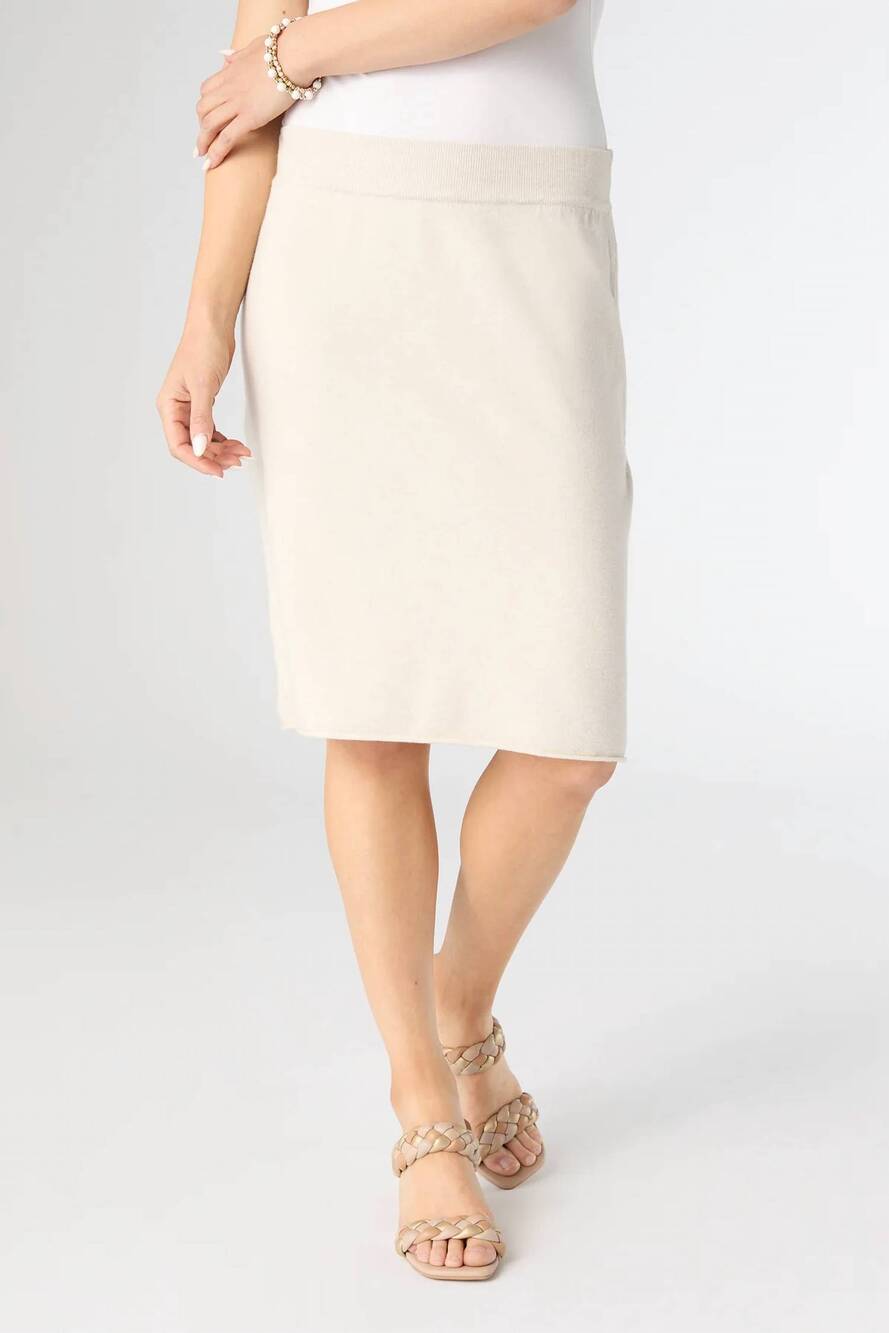 NEW COCO + CARMEN lightweight heavenly luxe mid length skirt in oatmeal
